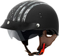 Cruiser Half Face Motorcycle Helmet with Drop-Down Sun Visor - DOT
