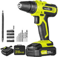 SnapFresh 20V Cordless Drill Set - Lightweight 3/8in Power Drill