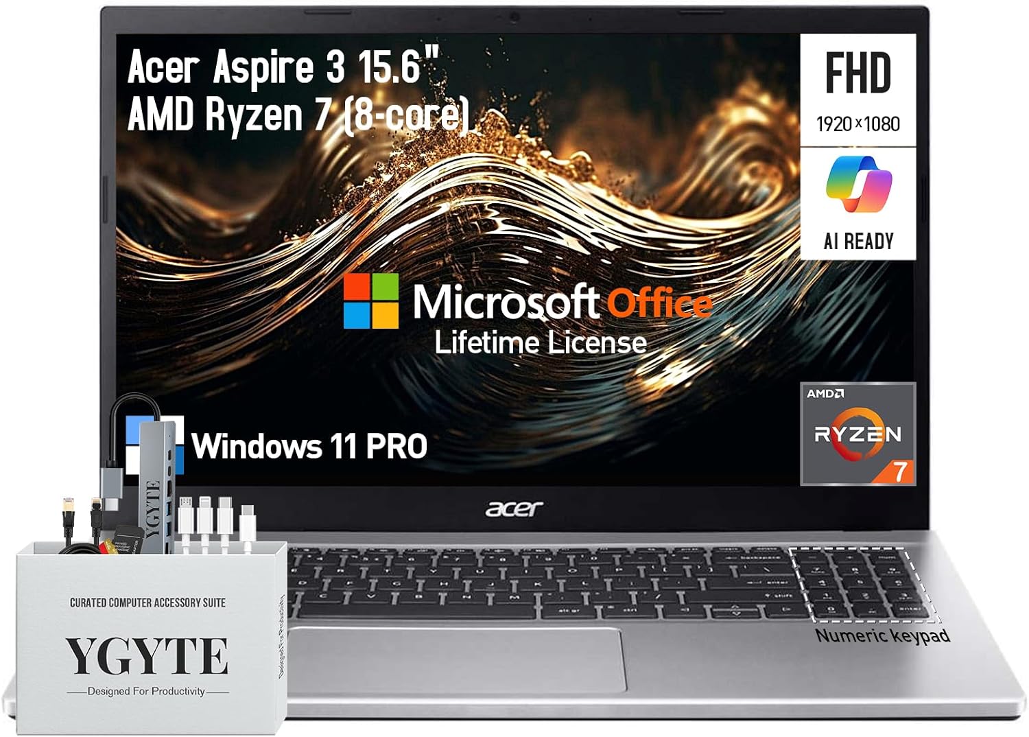 Acer Aspire 3 15.6 Laptop with Ryzen 7 and 16GB RAM for Students