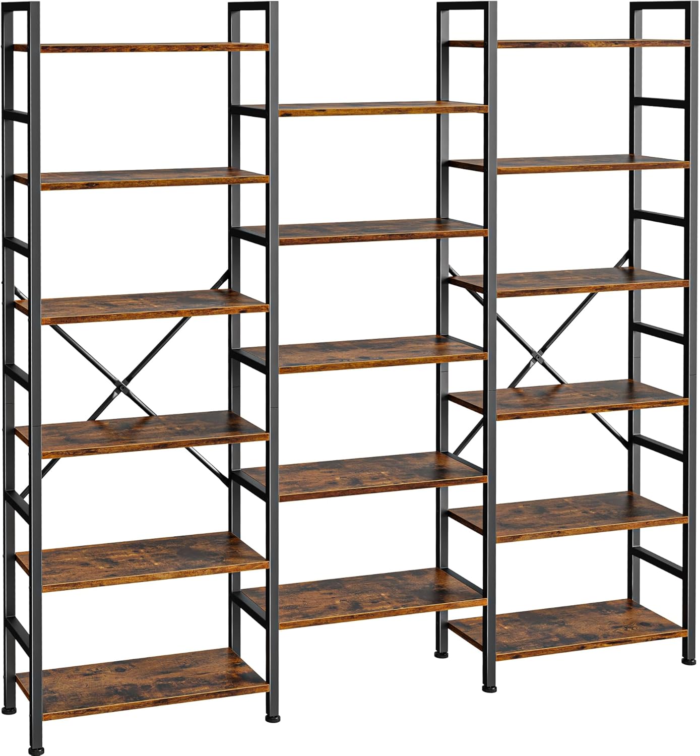 SUPERJARE Triple 6 Tier Bookshelf with 17 Open Display Shelves