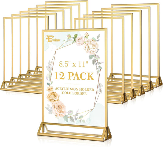 EHWINE 12 Pack Acrylic Sign Holder for Clear Displays