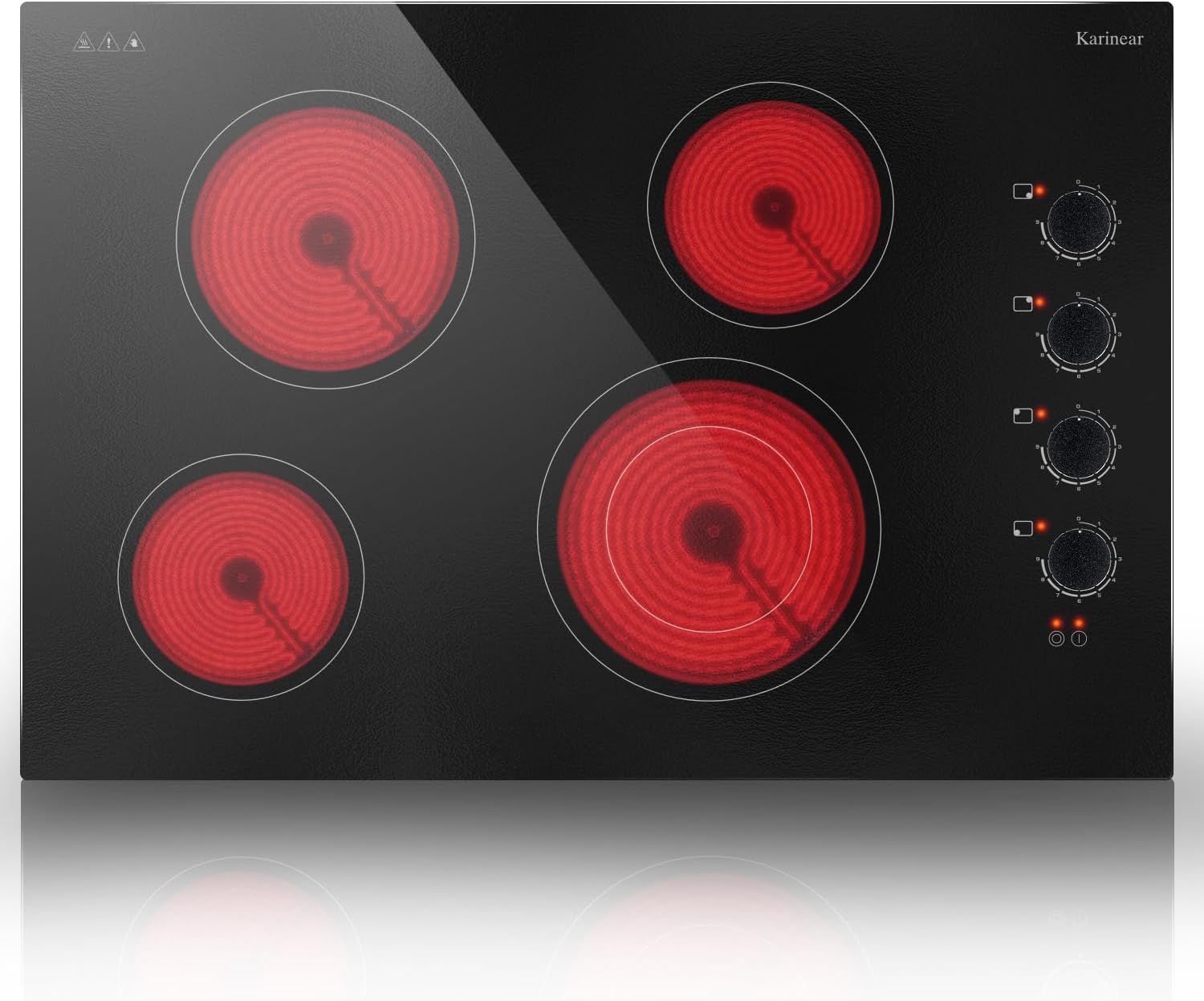 Karinear Electric Cooktop 30 Inch with 4 Burners for Efficient Cooking