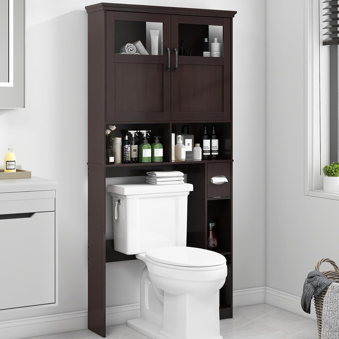 Vabches Over The Toilet Storage Cabinet with Double Doors
