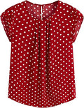 Milumia Women's Elegant Polka Dots Cap Sleeve Keyhole Back Blouse