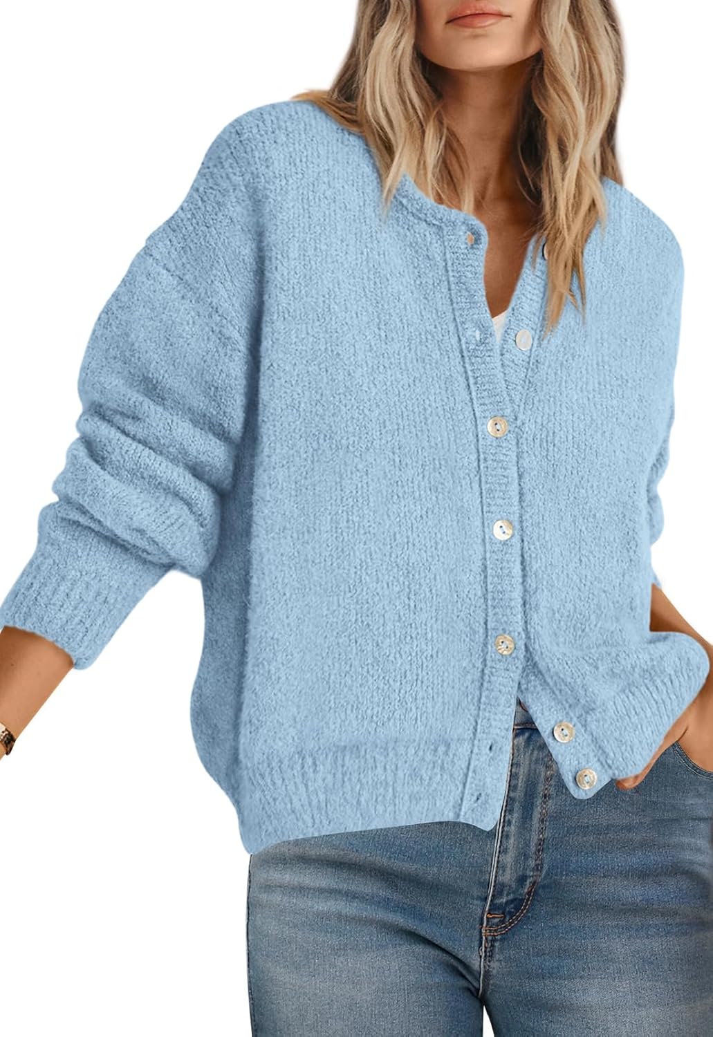 PRETTYGARDEN Long Sleeve Crewneck Cardigan for Women 2025