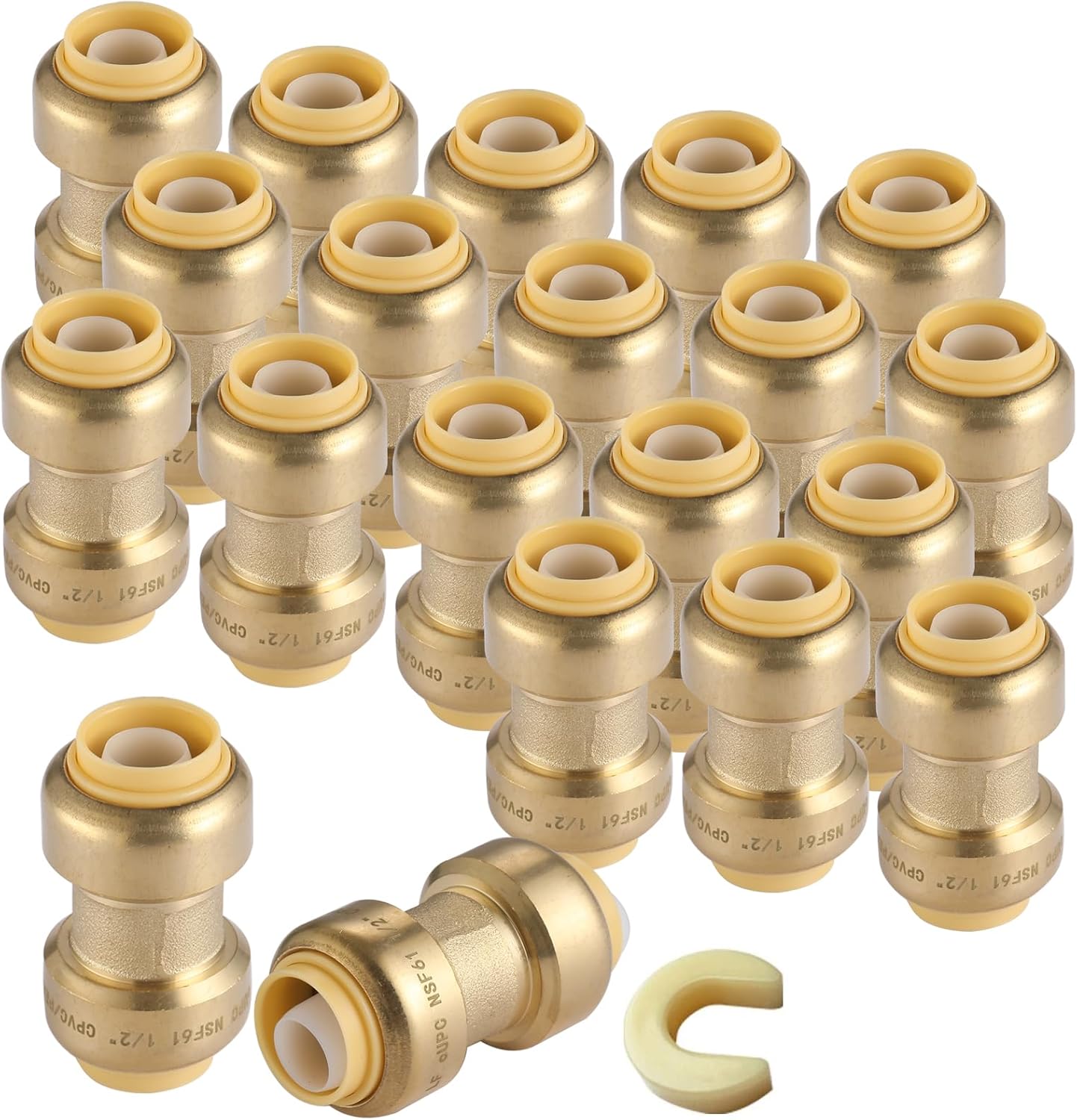 20 Pack 1/2 Inch Pushfit Straight Coupling for Plumbing Needs