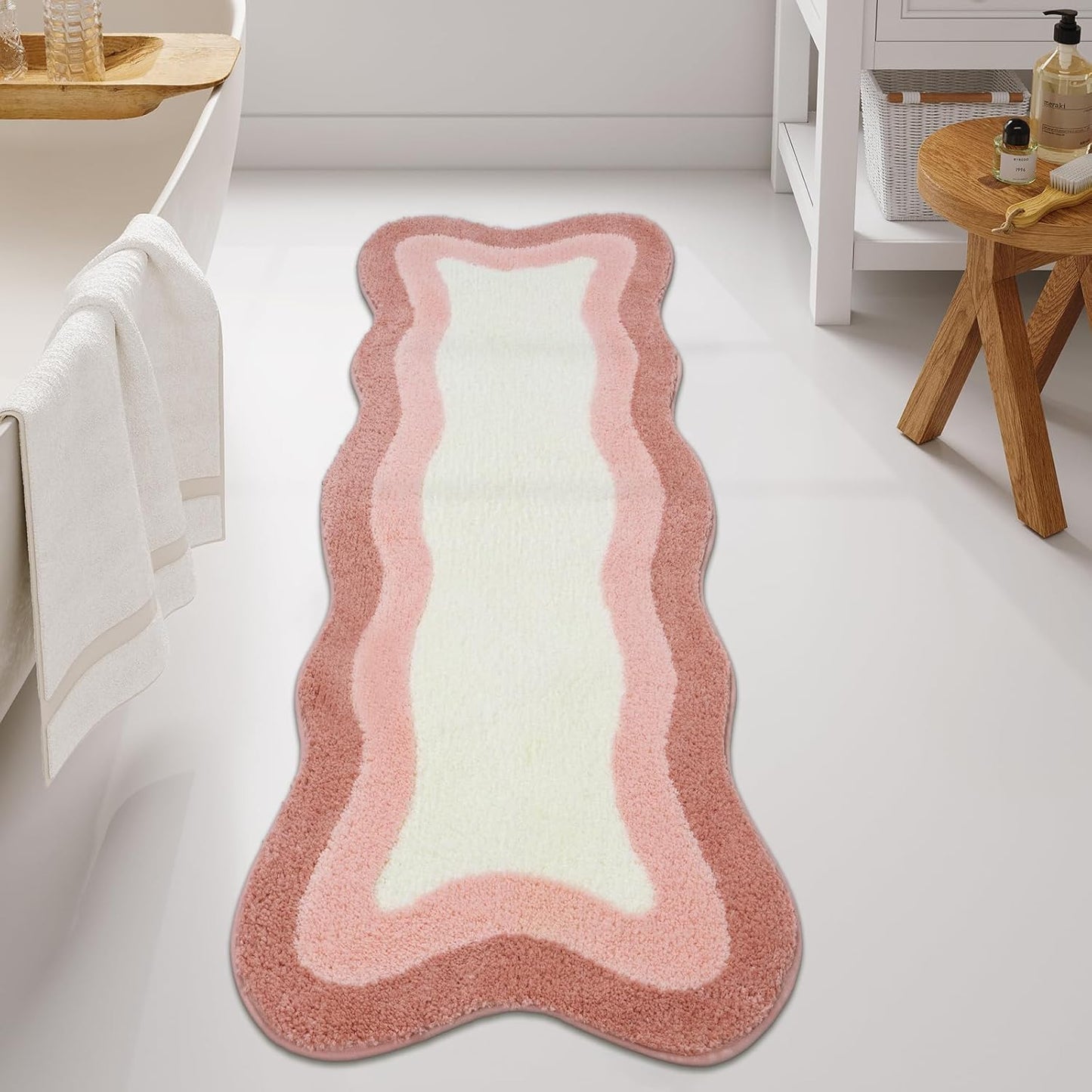 HAOCOO Pink Bathroom Rug Runner - Soft Non Slip Bath Mat