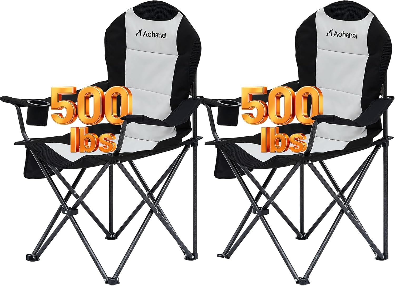 Camping Chairs for Heavy People with Cooler Bag & Cup Holder