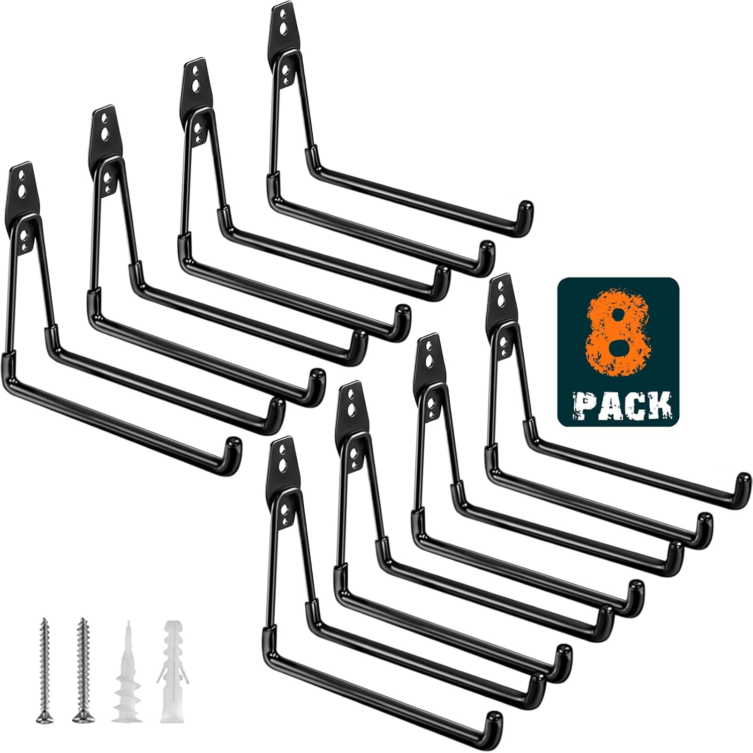 Premium 8 Pack Garage Hooks - Heavy Duty Organizer