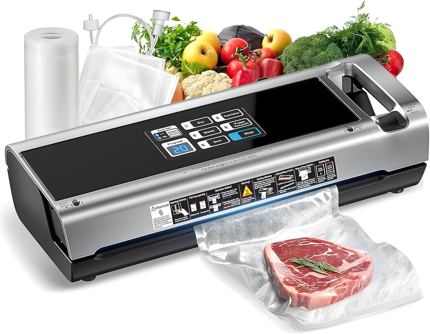 90KPa Portable Vacuum Sealer Machine for Food Storage & More