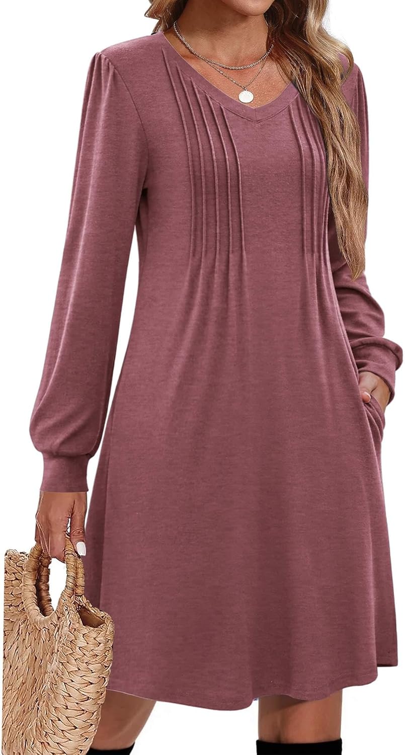 Zeagoo Fall Dresses for Women Long Sleeve Casual Tunic Style