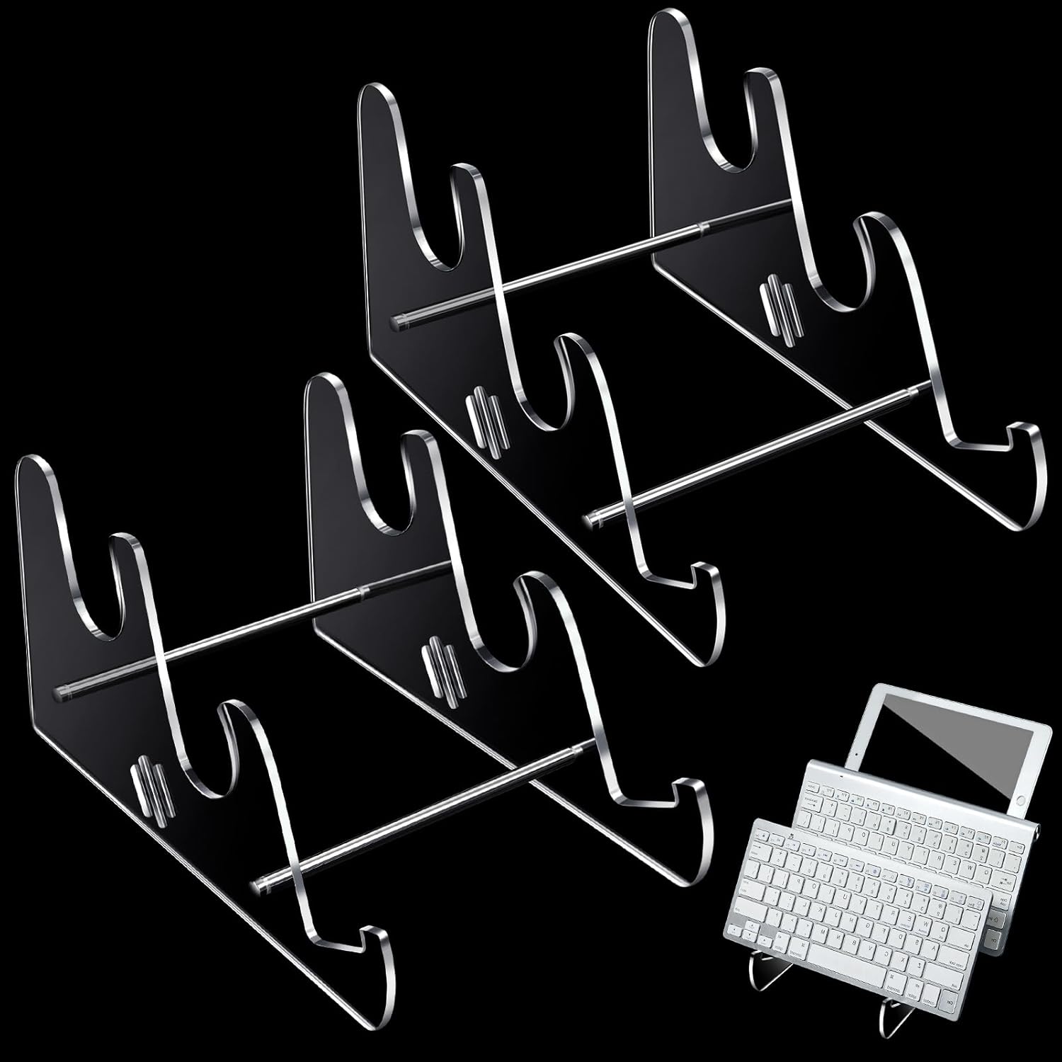 Clear Acrylic 3-Tier Keyboard Organizer - Set of 2