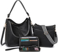 Purses for Women 3PCS Leather Crossbody Set Large Capacity - Black L