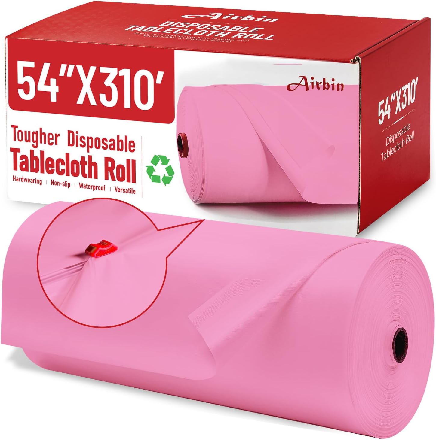 Pink Plastic Table Cloth Roll for Parties and Events - 310 Ft