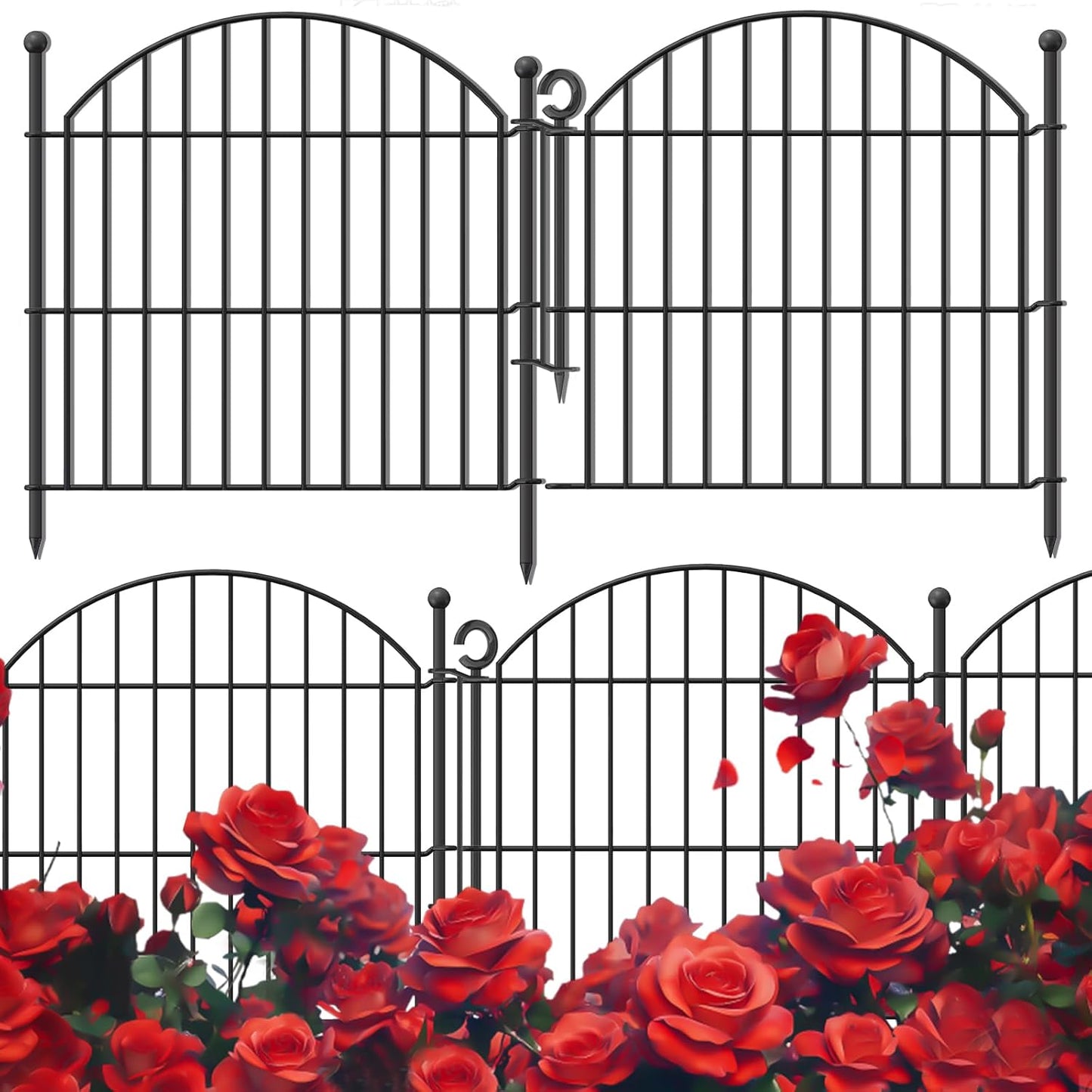 Decorative Garden Fence 24in x10ft, Durable Animal Barrier