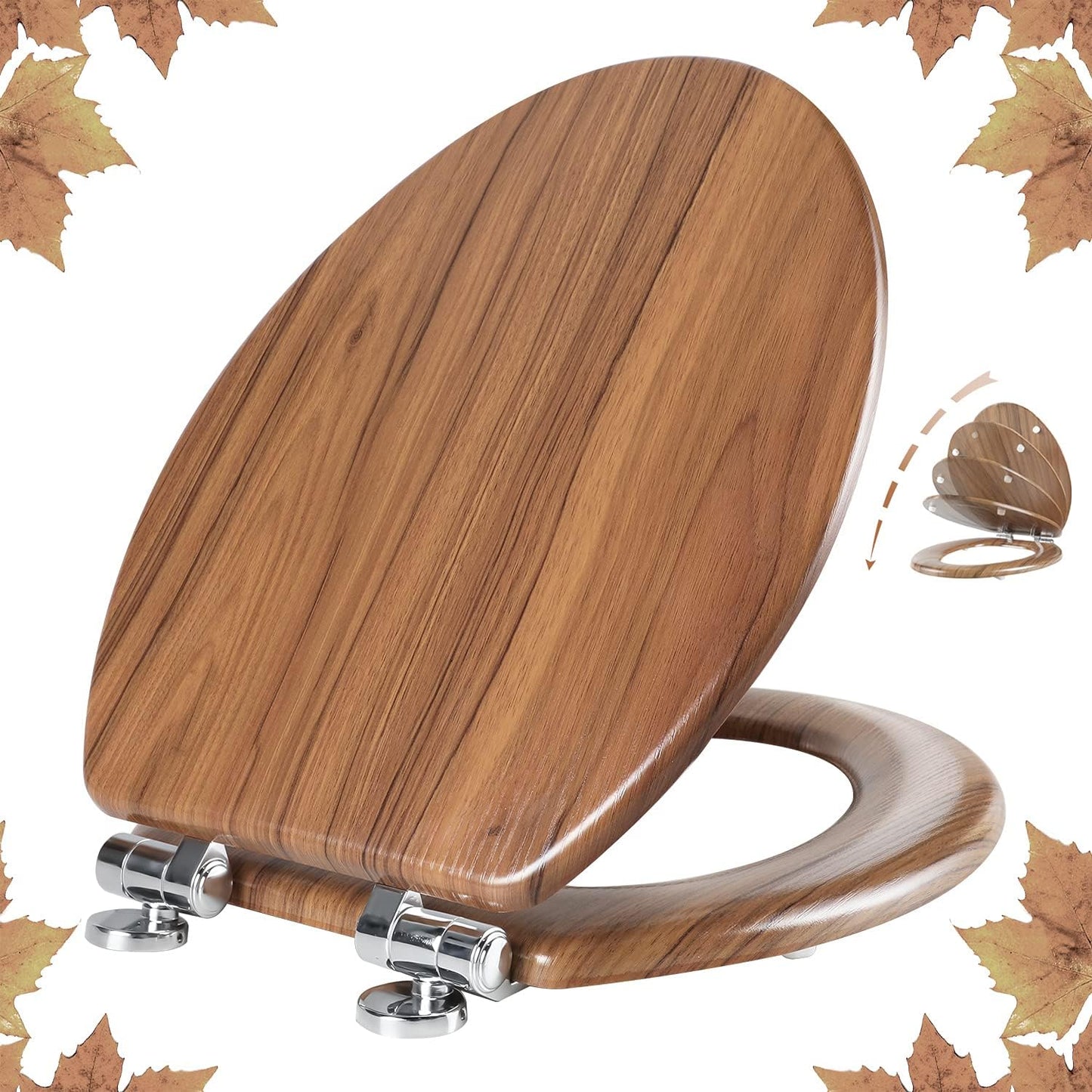 Elongated Toilet Seat with Quiet Close and Quick Release Hinges