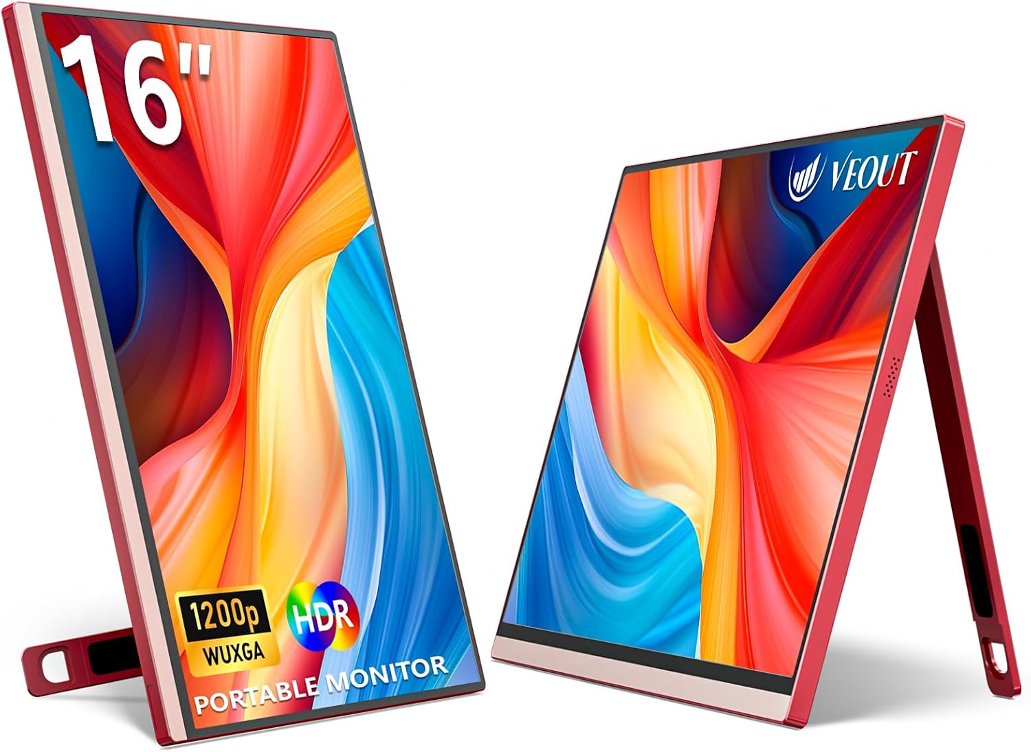 Veout 16 Pink Portable Monitor: Vibrant Colors, Freesync, Perfect for Home & On-The-Go
