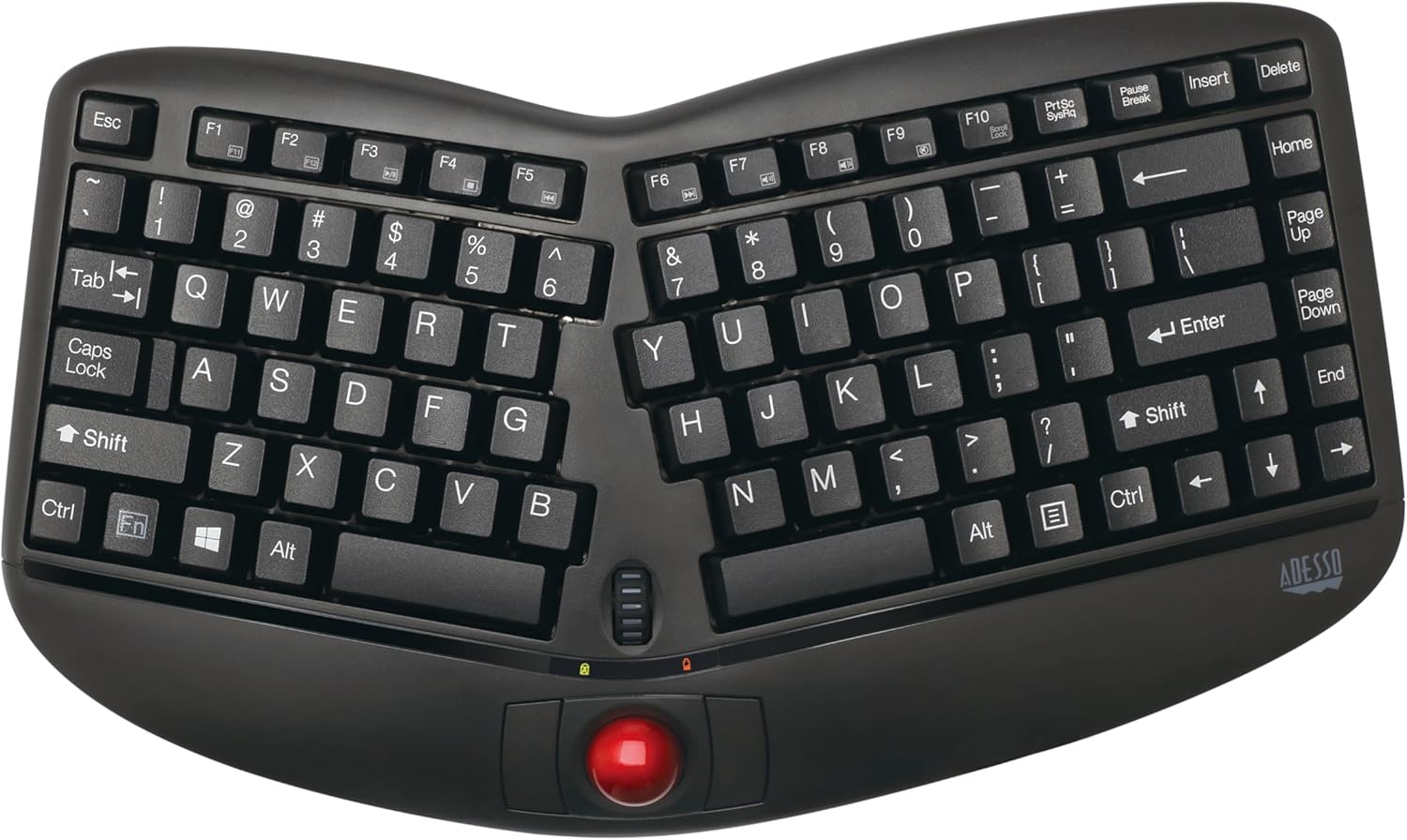 Adesso Ergonomic Wireless Keyboard - Trackball & Scroll Wheel
