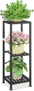 3 Tier Black Metal Plant Stand for Large Planter - Tall Corner Rack