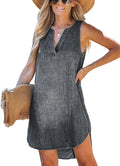 CUPSHE Women's Denim Mini Dress V Neck Sleeveless - Cotton 2025