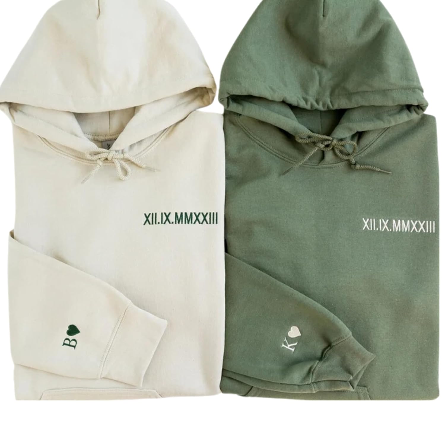 Custom Roman Numeral Heart Hoodies