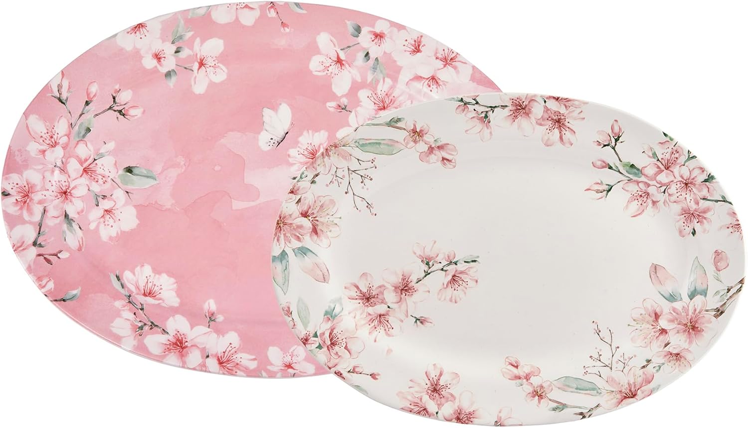 Bico Spring Sakura 16 and 14 inch Ceramic Oval Platters Set