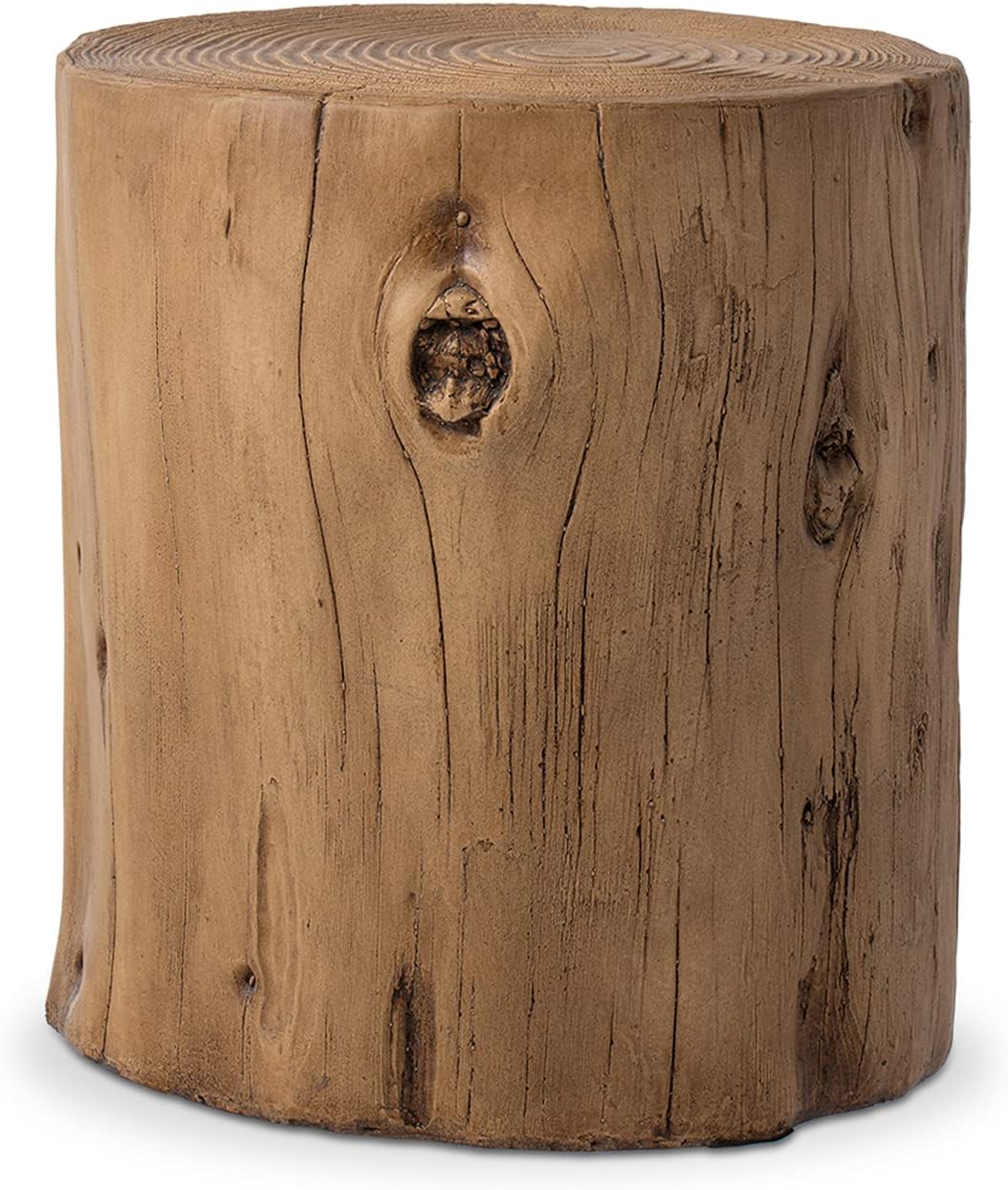 COSIEST Outdoor End Table Light Oak Faux Wood Stump Stool