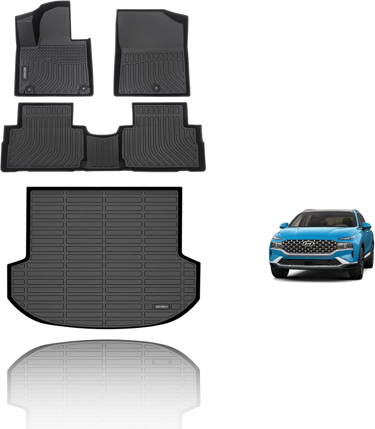 KELCSEECS All Weather Floor Mats for 2023 2022 2021 Hyundai Santa Fe