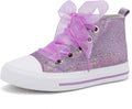 Girls High Top Canvas Sneakers - Sparkle Glitter Ribbon Lace