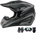 Motocross Helmet Large Gray with Gloves Goggles Mask - DOT Certified