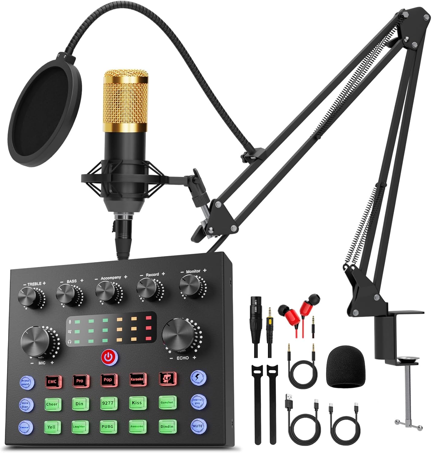 Podcast Equipment Bundle with DJ Mixer and Studio Microphone