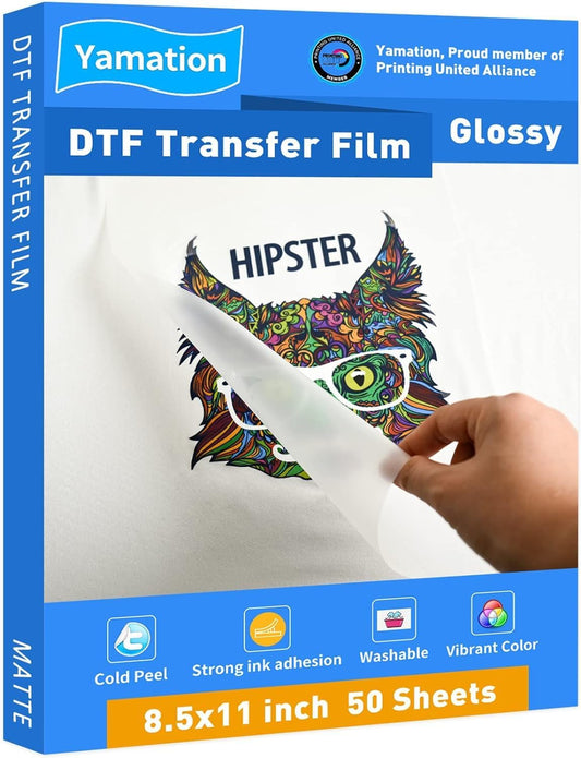 50 Glossy Clear DTF Transfer Sheets: Vibrant T-shirt Designs!