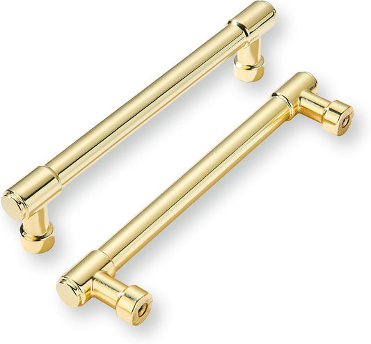 10-Pack 6in Hole Center Polished Brass Cabinet Pulls for Durability
