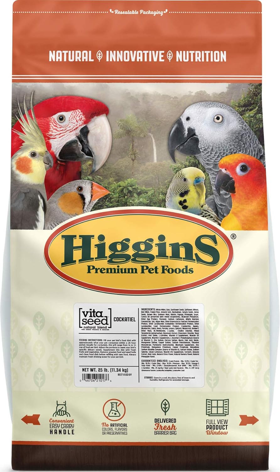 Higgins Vita Seed Cockatiel Food for Birds, 25-Pound Bag Review