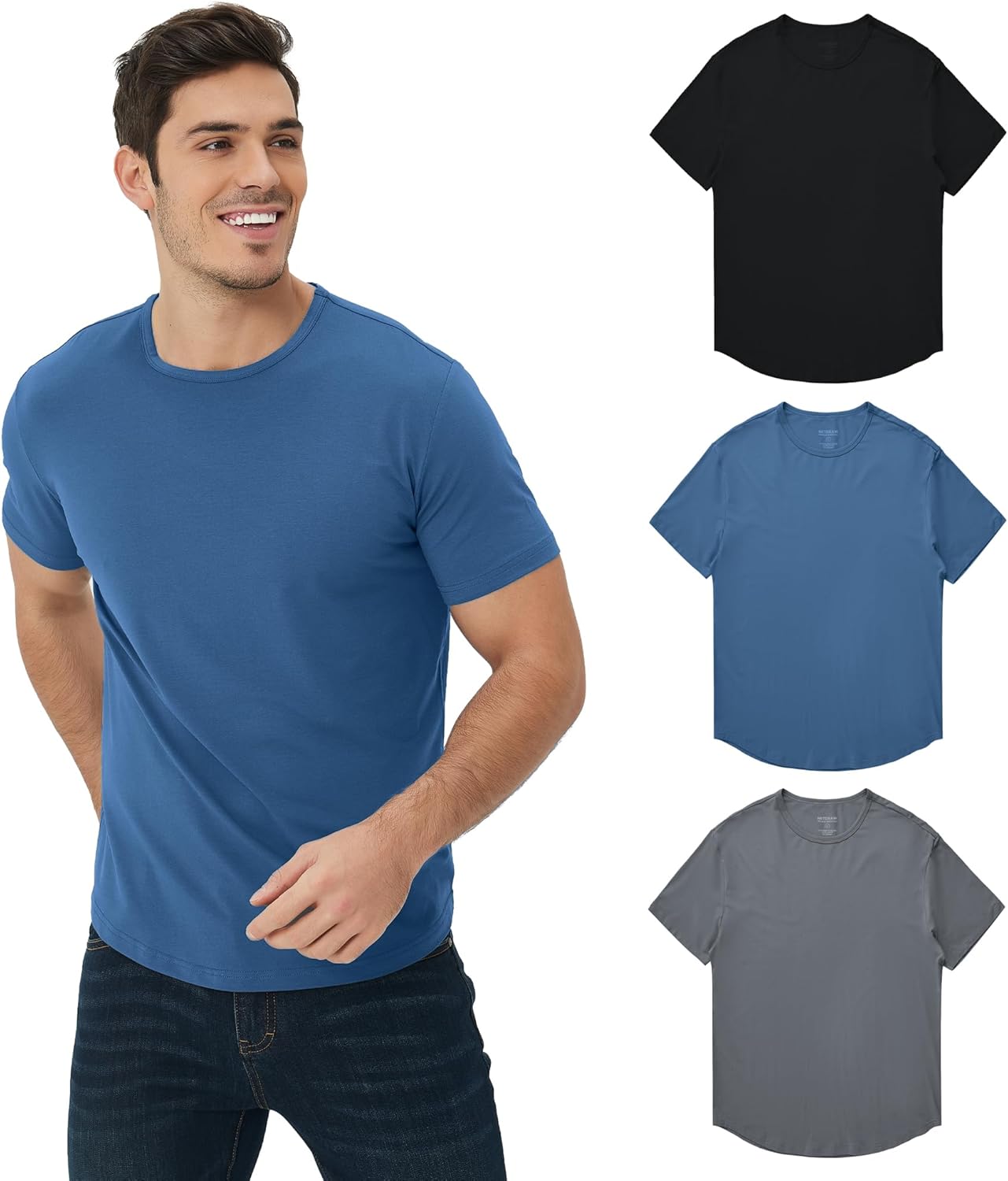 NETDRAW Men's Ultra Soft Bamboo Viscose Long Sleeve T-Shirt