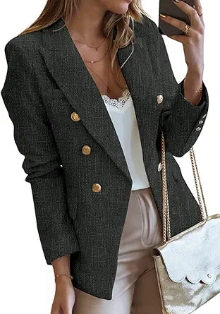 Stylish Womens Double Breasted Tweed Blazer for Every Occasion