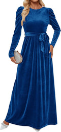 ZESICA Velvet Maxi Dress - Slimming High Waist Fall 2025