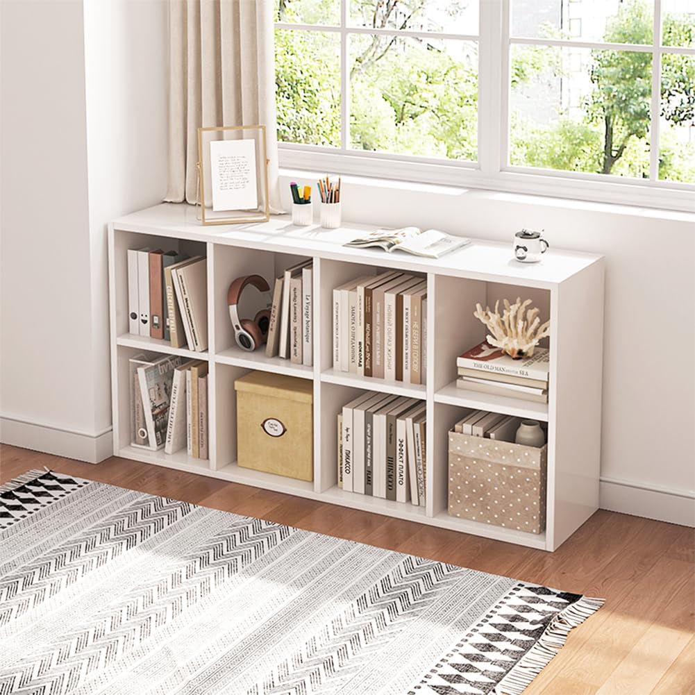 8 Cube Organizer Bookcase with Fabric Storage Bins for Home