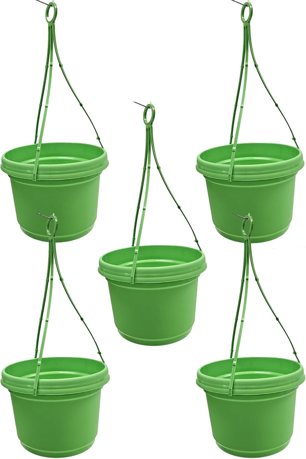 MHAP Lime Green Pack of 5 Pots with Hangers for Your Garden