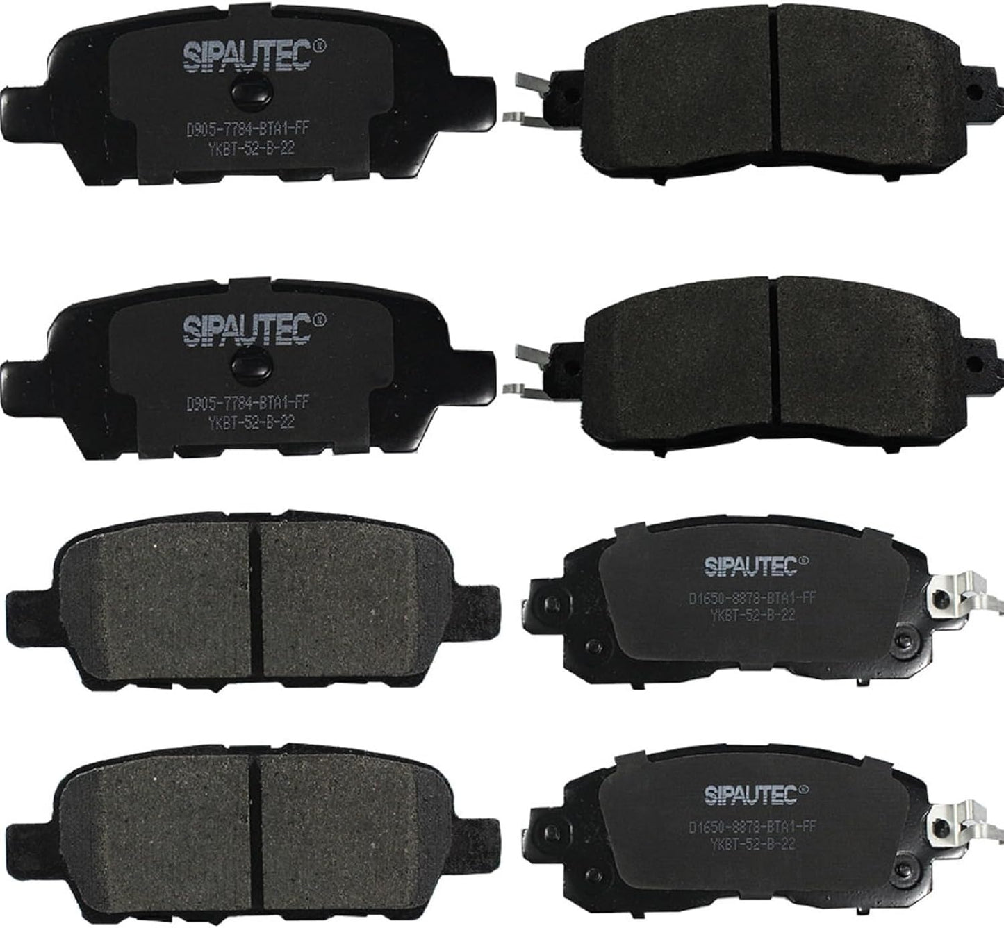 SIPAUTEC Front and Rear Ceramic Disc Brake Pads Set for Nissan
