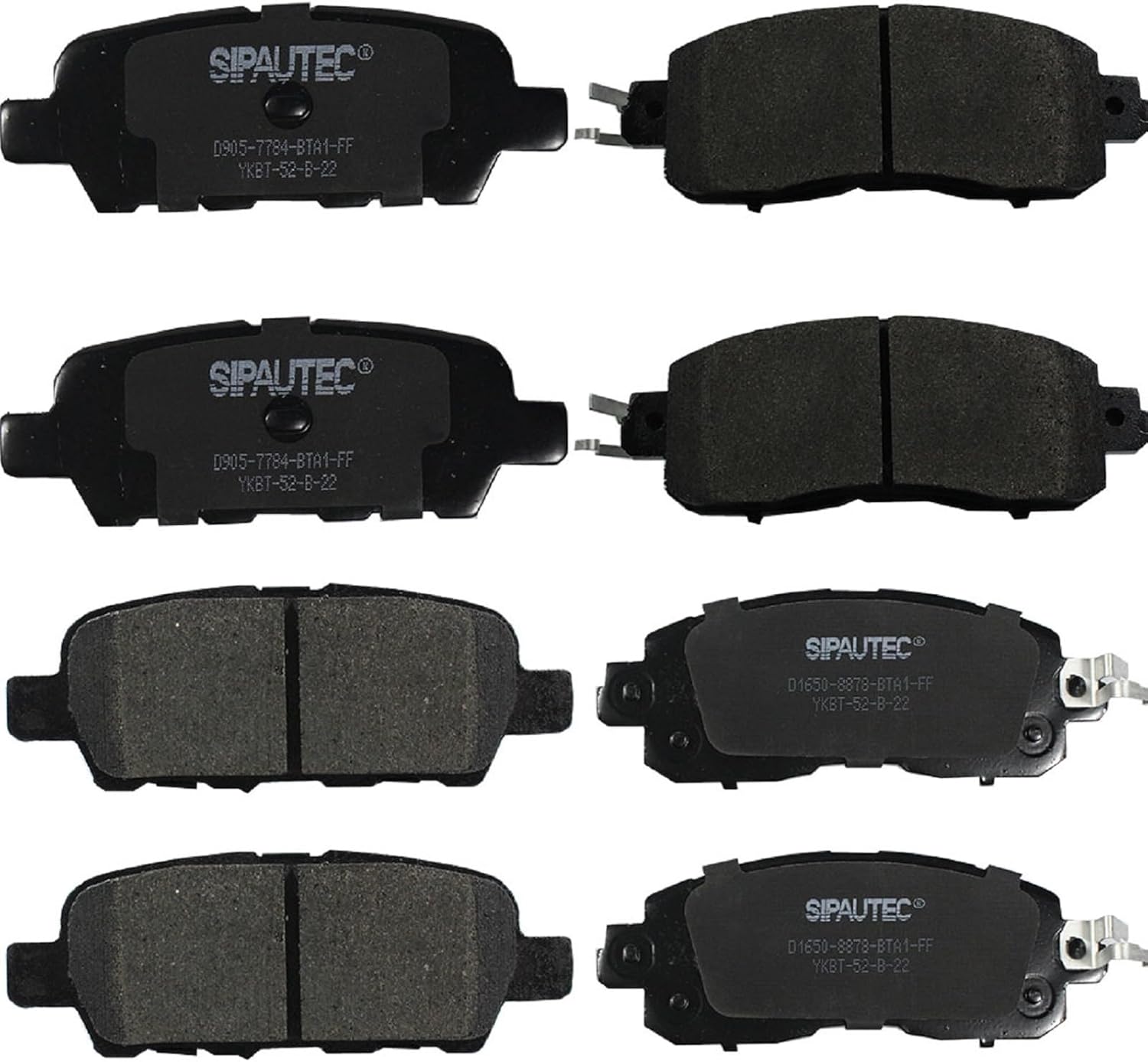 SIPAUTEC Front and Rear Ceramic Disc Brake Pads Set for Nissan