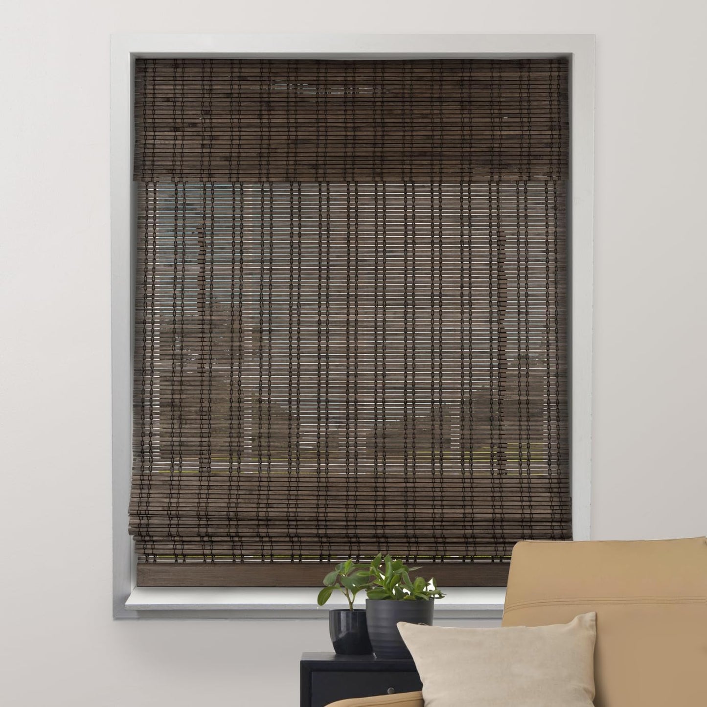Sheer Bamboo Roman Shades - Light Filtering Cordless Blinds