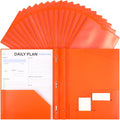 Tenceur 48 Pack Plastic Folders with 3 Prongs and Pockets - Bulk