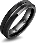 Tungsten Wedding Band for Men 6MM or 8MM - Grooved Beveled Edge