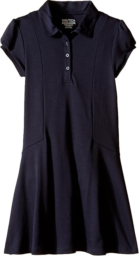Nautica Girls' School Uniform Short Sleeve Polo Dress for Comfort