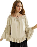 Scarlet Darkness Women Bell Sleeve Ruffle Off Shoulder Top - Boho Chic