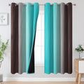 Estelar Textiler Teal and Brown Ombre Blackout Curtains 72 in - Full