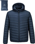 Outdoor Ventures Men's Lightweight Packable Hooded Puffer Jacket in