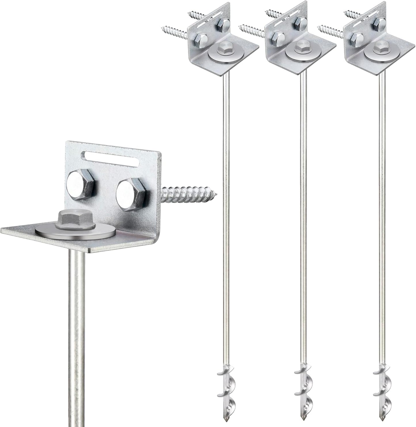 Ground Anchors Screw In Set of 4, 6, 8 with Brackets and Drill Bit