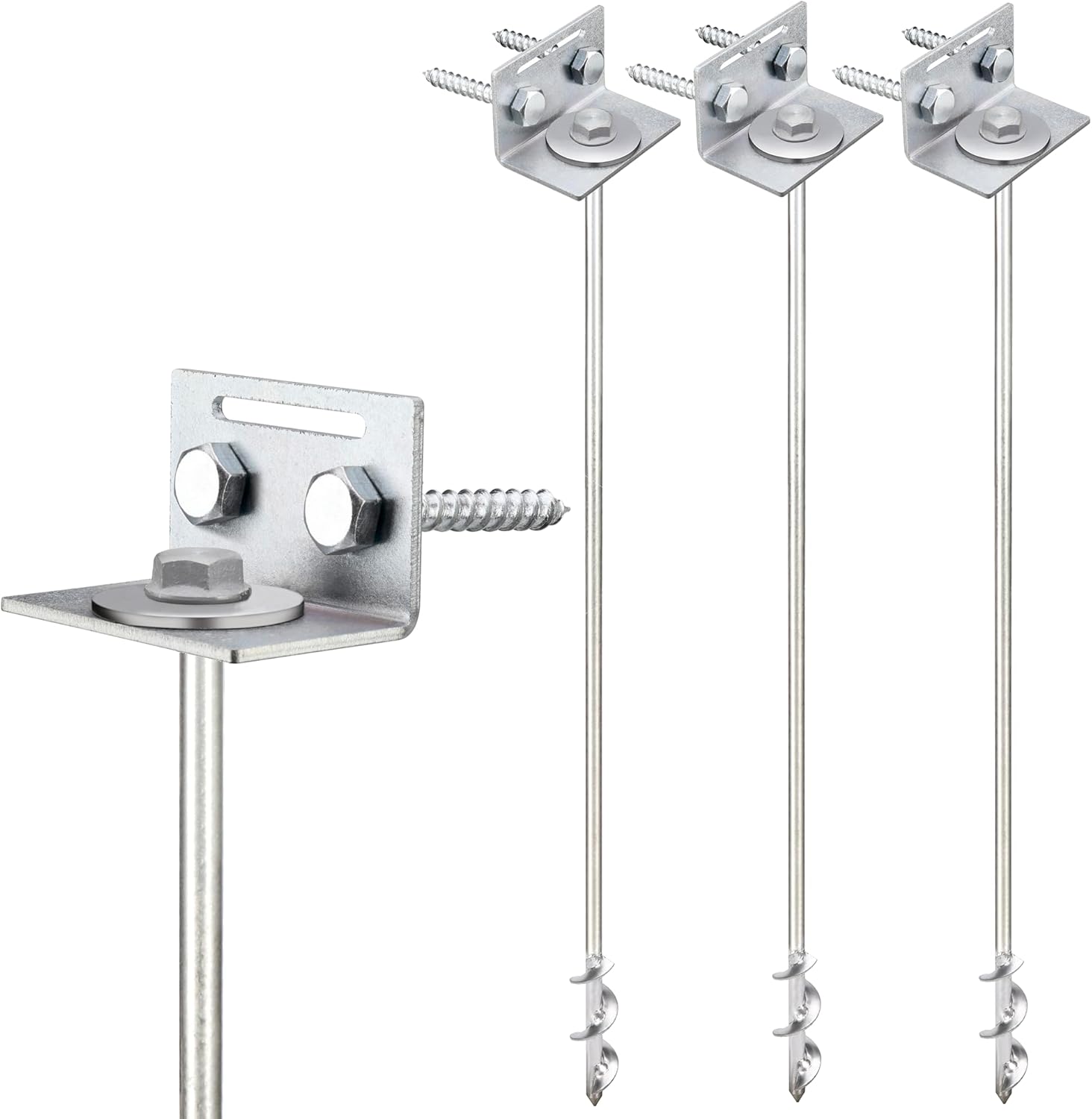 Ground Anchors Screw In Set of 4, 6, 8 with Brackets and Drill Bit